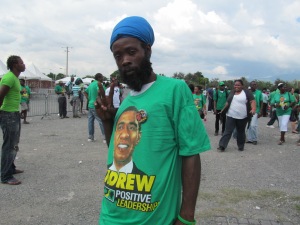 Supporter of JLP Leader Andrew Holness Photo by DJ Miller